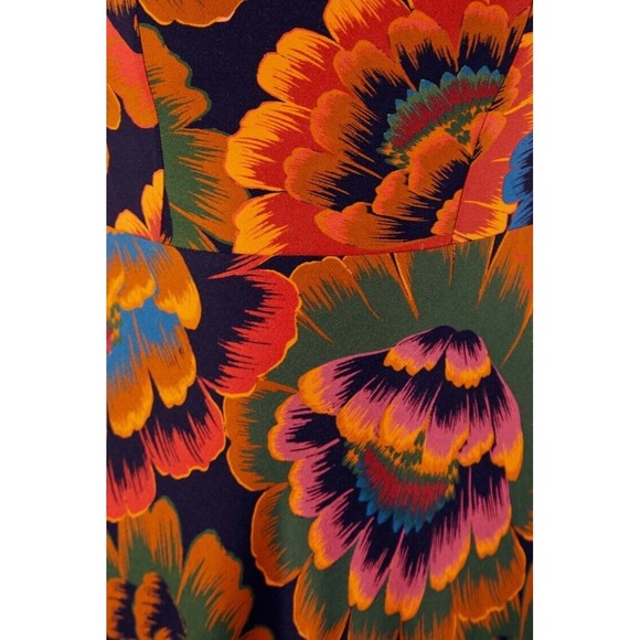 Farm Rio Colorful Flower Midi Dress S M Long Sleeve Smock Floral Bead Squareneck - Picture 6 of 7